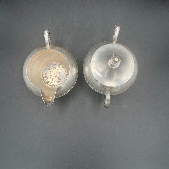 Vtg 1960s Sheridan Silver Co. Silver Plated Creamer and Lidded Sugar Bowl - Picture 7 of 8